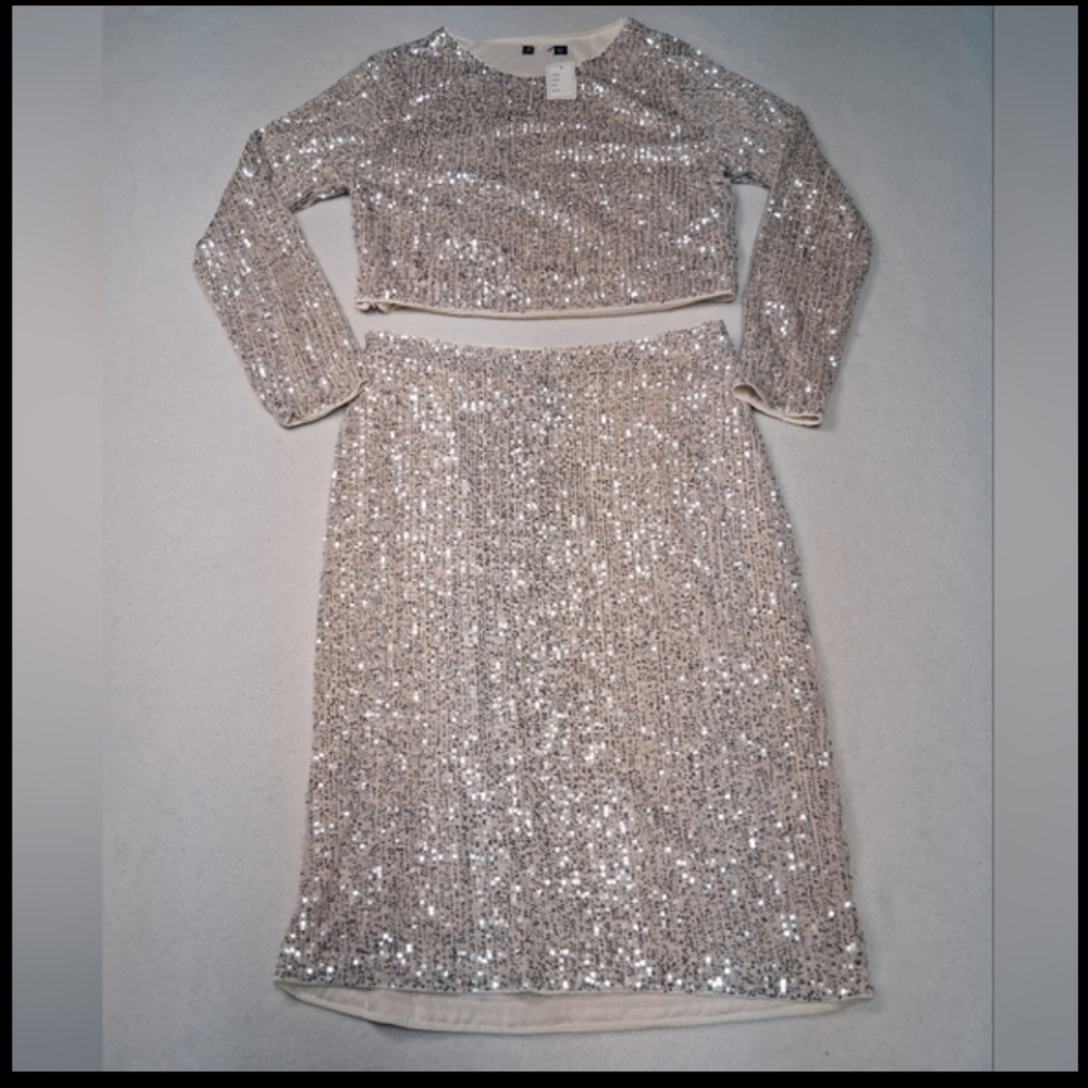 Cream Sequin Two Peice - Picture 5 of 5